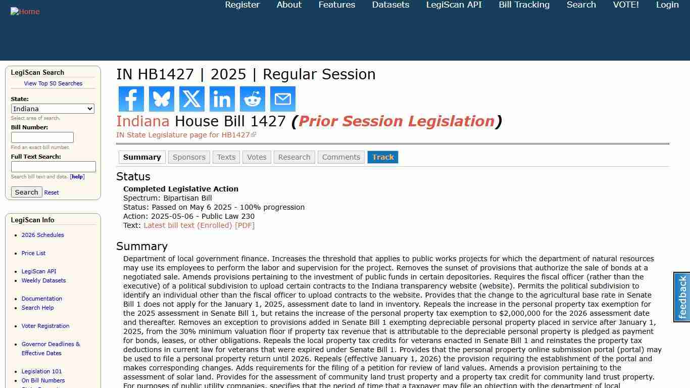 IN HB1427 2025 Regular Session LegiScan