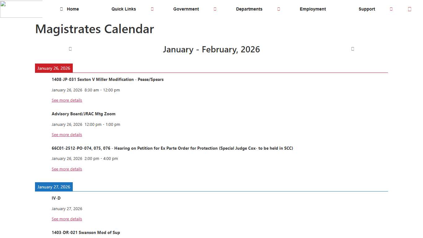Magistrates Calendar – Starke County Indiana